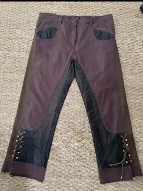 Roberto Cavalli brown and Black Lace-Up Riding Trousers